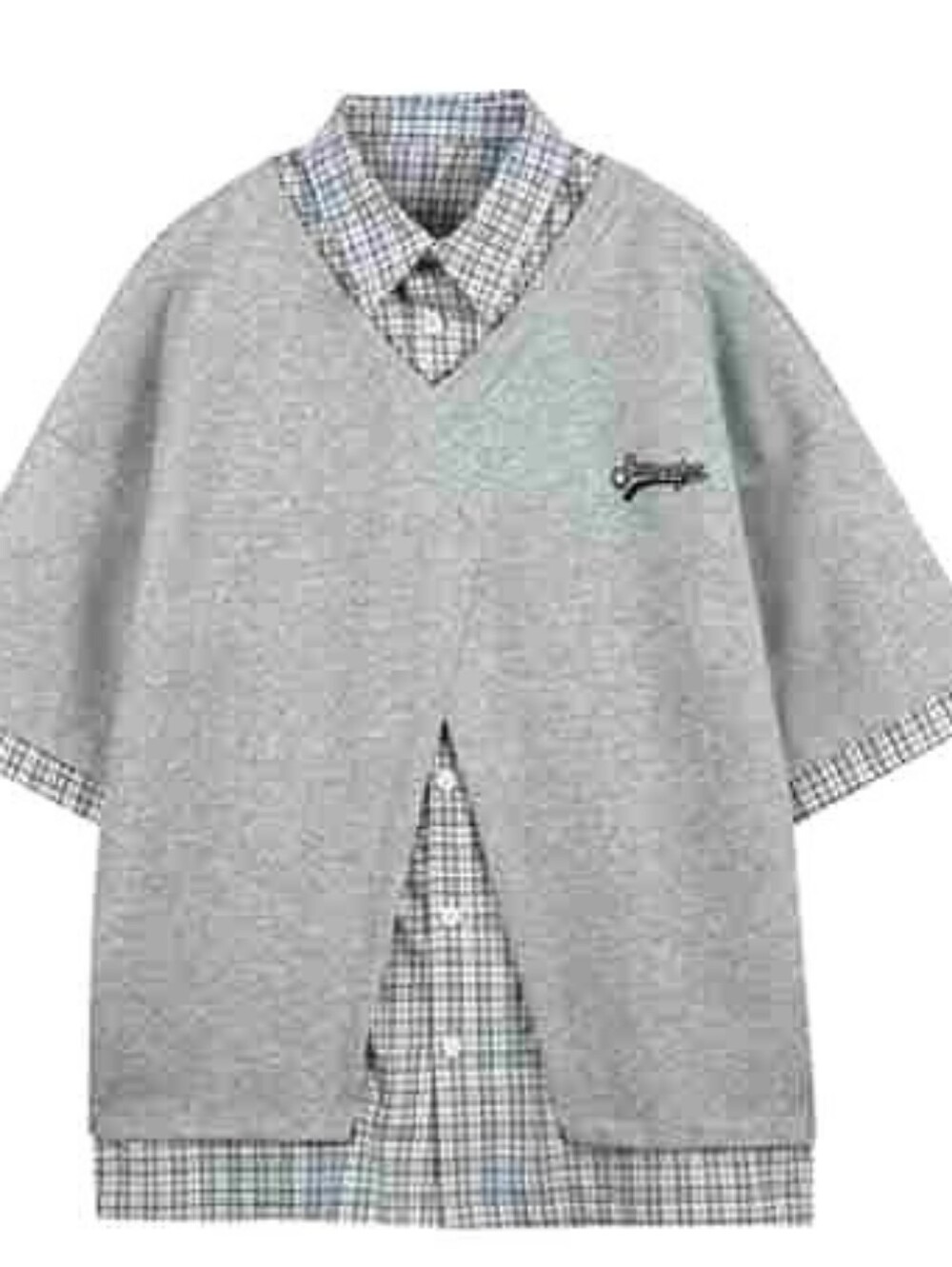 Gray Layered Check Shirt